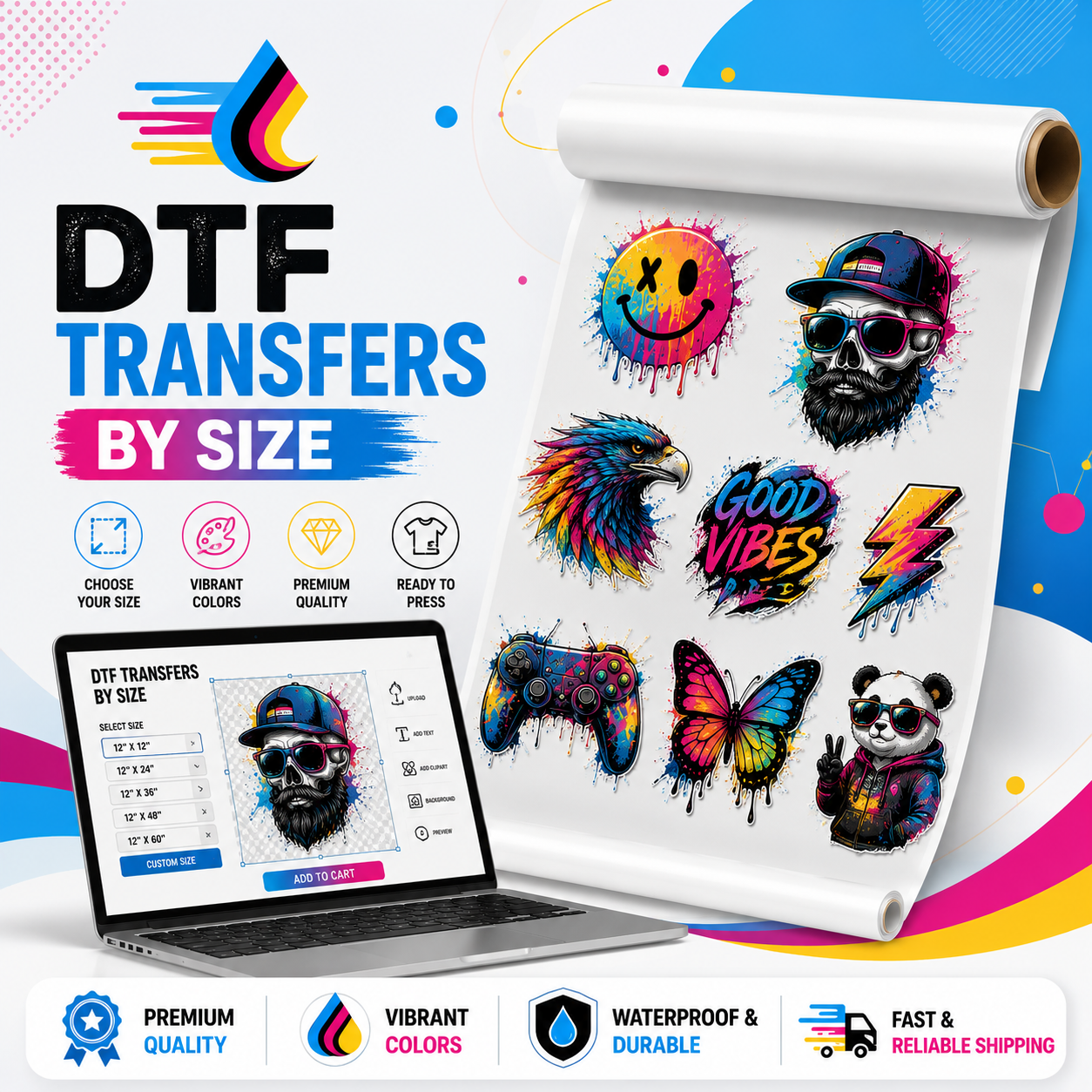 DTF Transfers By Size Main image